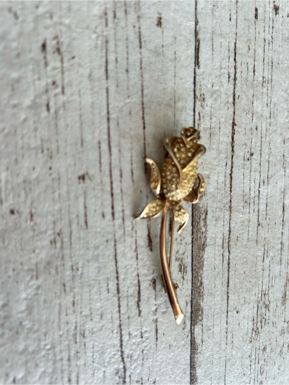 4/$100 Michele Lynn Gold Rose Stem Brooch - Women Jewelry
